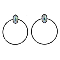 2020 winter retro fashion new style big circle inlay oval ab dichroic crystal stud dangle earrings for women jewelry wholesale