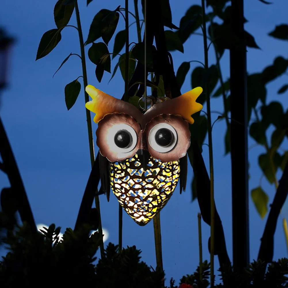 

Waterproof Metallic Owl Led Solar Lamp Garden Yard Hanging Lights Retro Decor Led Light Garden Path Hanging Lights