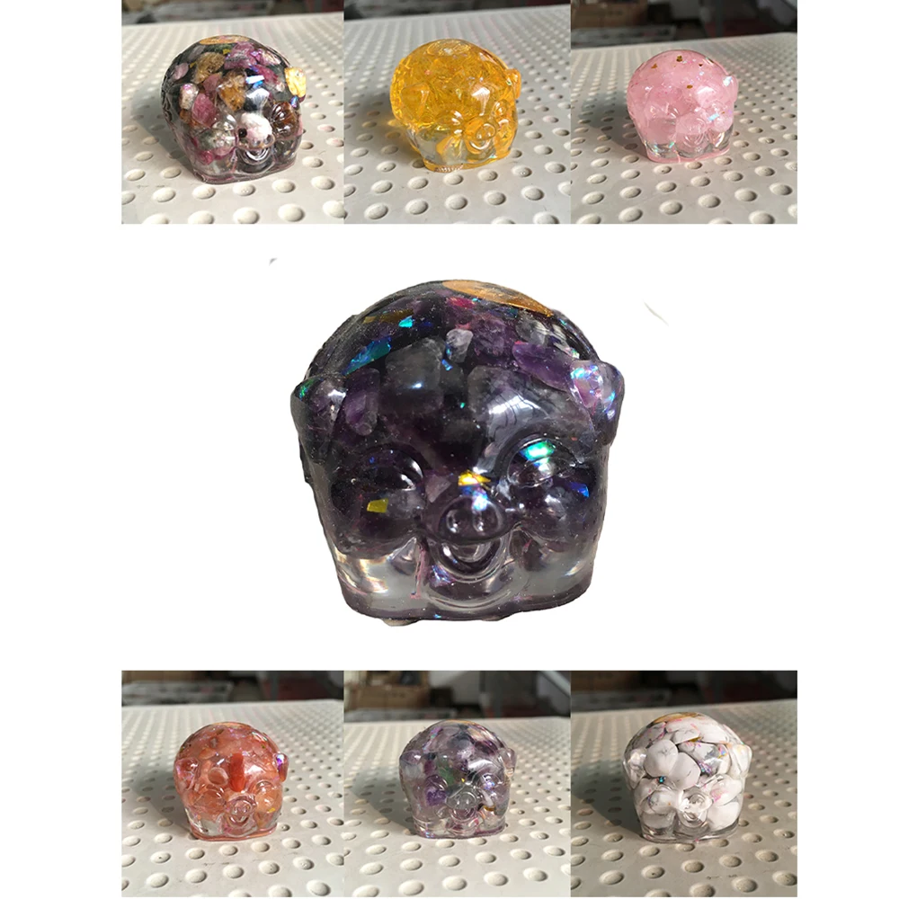 

1pc Natural Crystal Quartz Resin Curing Lucky Jinbao Fortune Pig Energy Gift Home Art Decoration Increase Energy Health