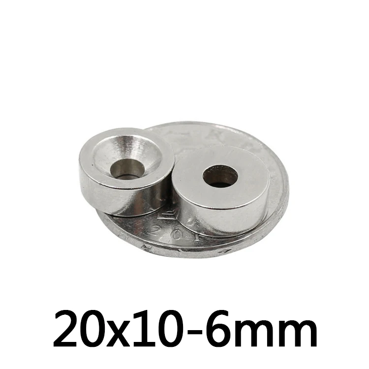 

2/5/10PCS 20x10-6 Strong Cylinder Rare Earth Countersunk Magnet 20*10 mm Hole 6mm Round Neodymium Magnetic Magnets N35 20*10-6