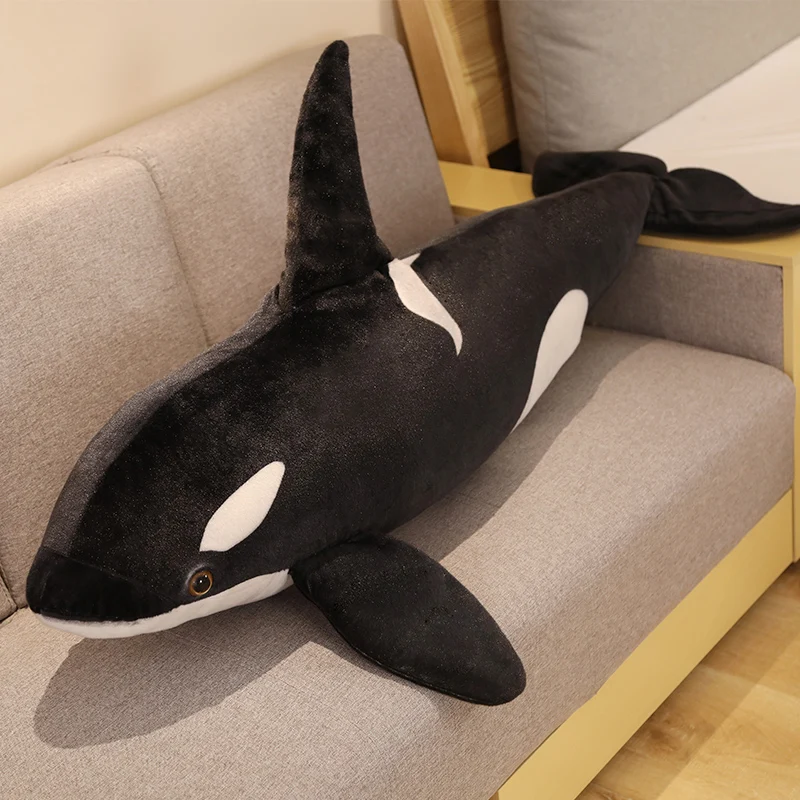 

75/130cm Lifelike Orcinus Orca Black Whale Plush Toys Big Fish Cloth Doll Shark Stuffed Plush Sea Animals Children Birthday Gift