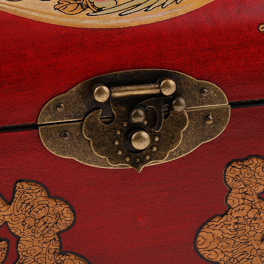 

Handmade Wood Jewelry Box Storage Case Metal Lock Box Grandmother's Gift Box