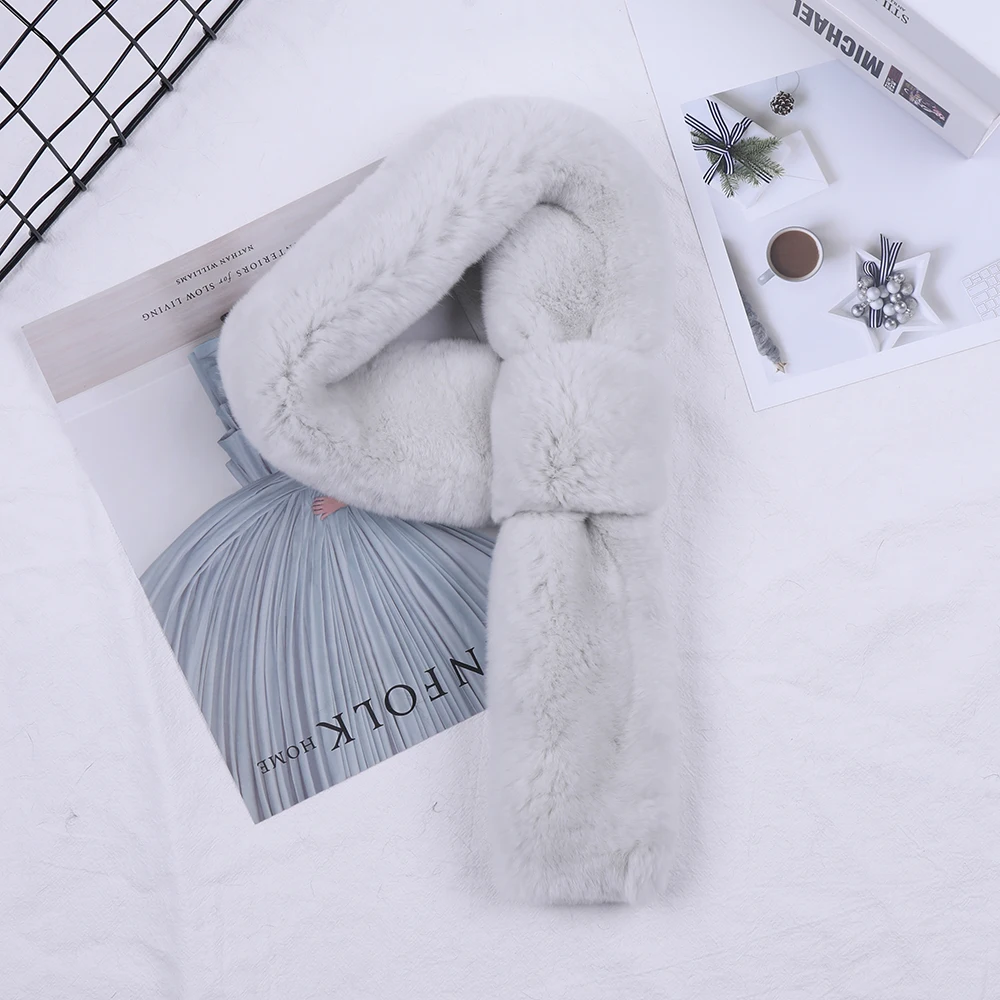 2020 женский Настоящий мех кролика шарф для девочек милый натуральный