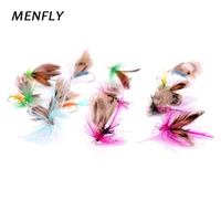menfly 12pcslot butterfly fishing hooks bait set style insect artificial bait feather single hook carp bait fishing tackle