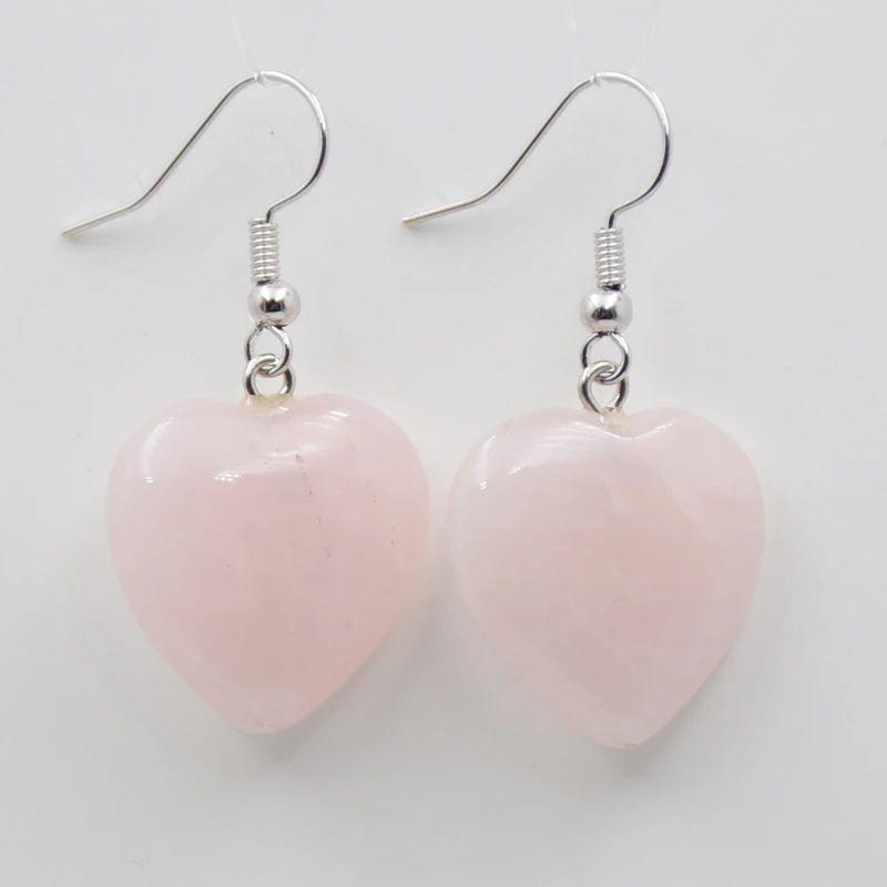 Серьги из натурального камня в форме сердца крючка подвеска серьги-капли розовый