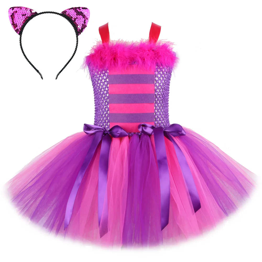 

Cheshiree Cat Tutu Dress for Girls Halloween Costumes for Kids Animal Dresses with Headband Princess Girl Birthday Party Outfits