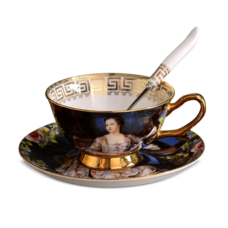 Костяной фарфор керамика набор чайных кофейных чашек креативный антикварный