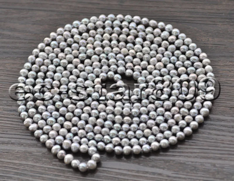 

P6723 17-100" 8mm Gray Round Freshwater PEARL Necklace Choker