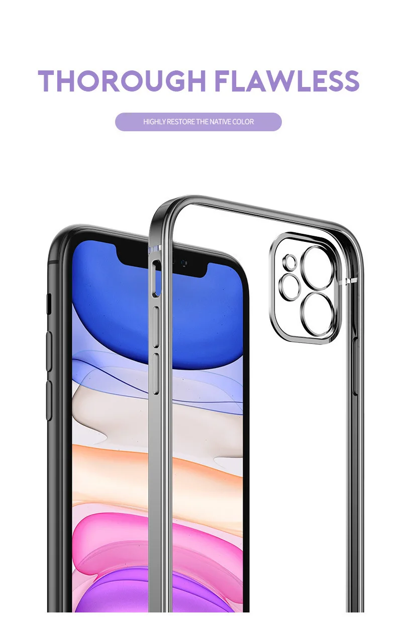 Роскошный прозрачный чехол с квадратной рамкой для IPhone 13 12 11 Pro Max X XS XR 6 7 8 Plus SE2 2020
