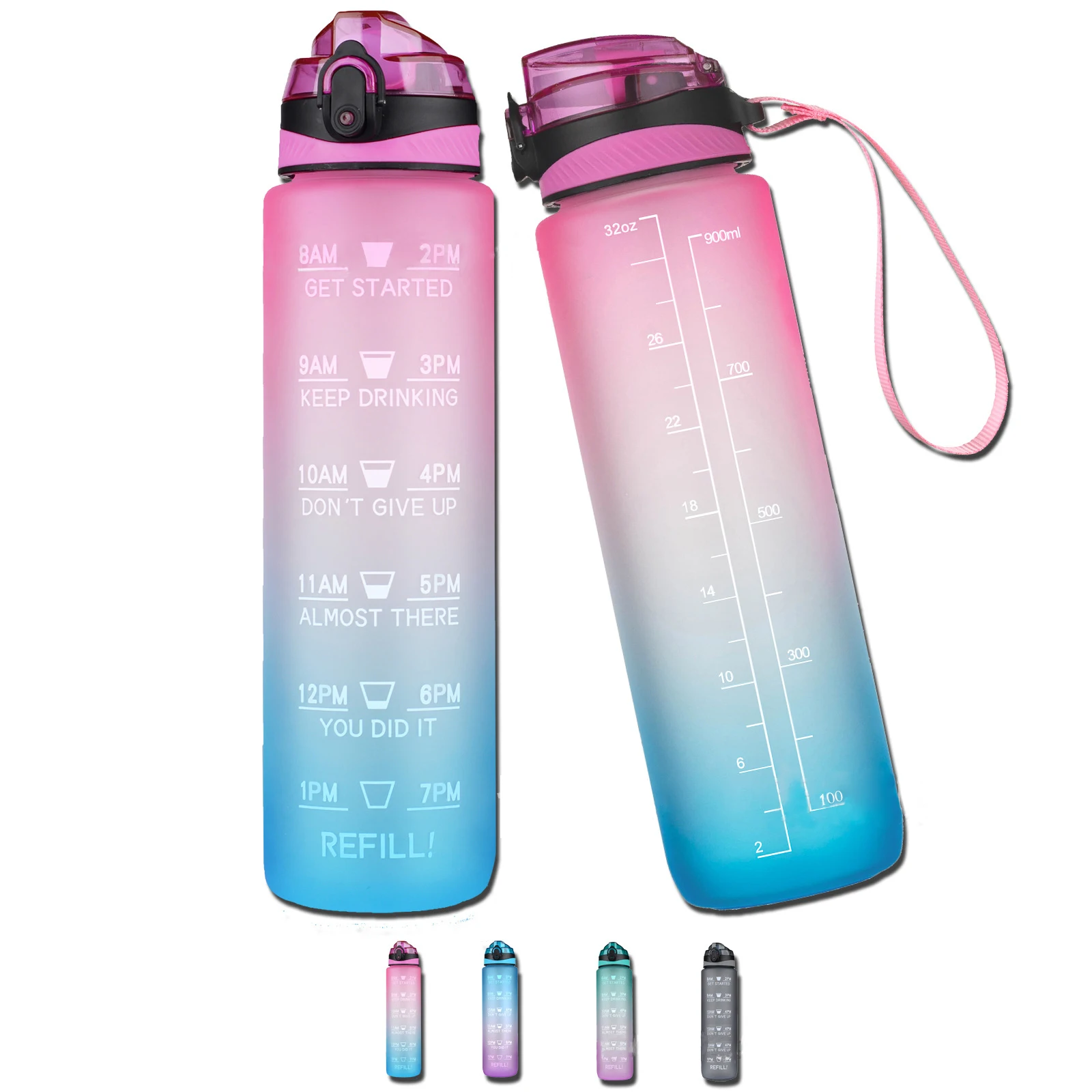 

Gradient Water Bottles with LockingL Lid Leakproof Sports Fitness Gym Water Container 1000ml Large Capacity Tritan BPA Free Jugs