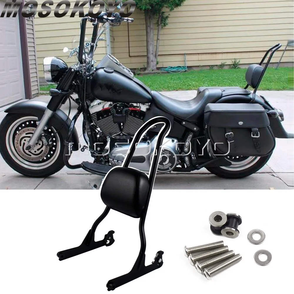 Черная задняя пассажирская подкладка для спинки Harley Softail Fat Boy FLSTF FLSTFB стандарт FXST