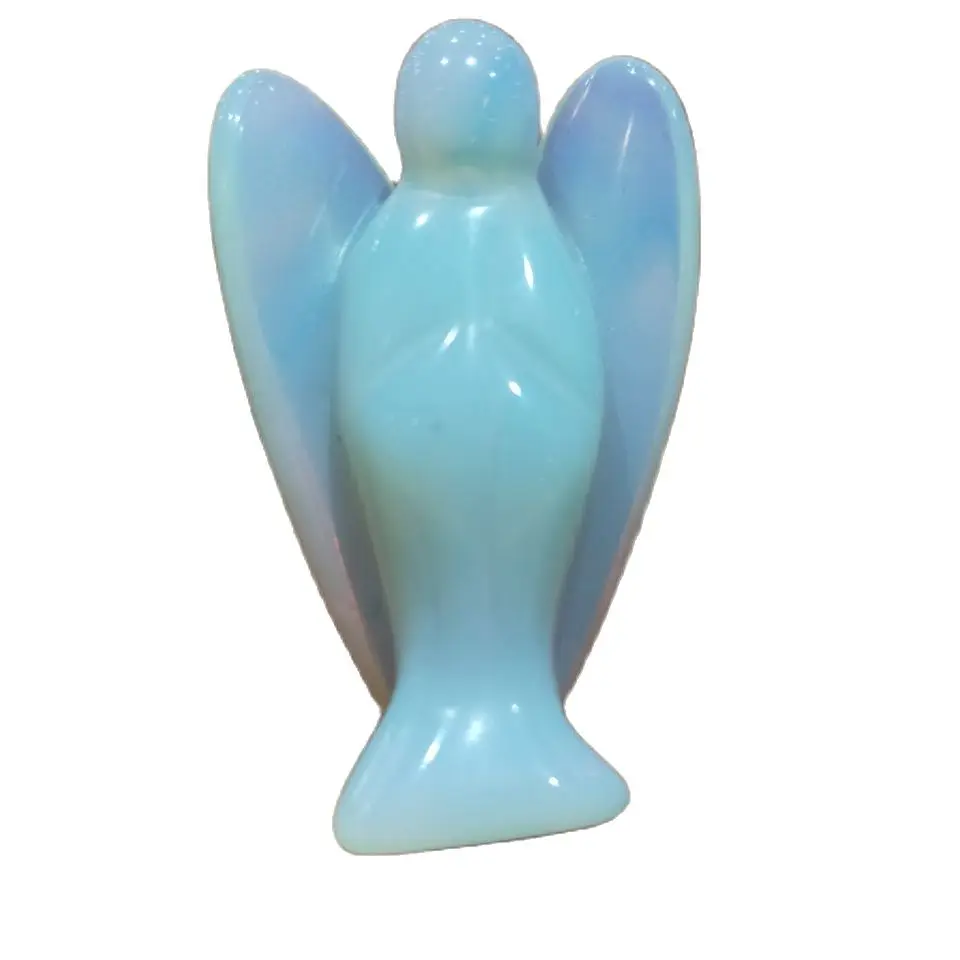 

1 шт. 2 дюйма Ручная резьба опал, кварц с украшением в виде кристаллов рейки ангела для украшения дома чакры