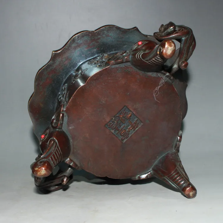 

Antique Art Collection Crafts, Chinese Old Pure Copper Handmade Dragon Incense Burner Bottom Mark ,Home Decoration Metal Censer