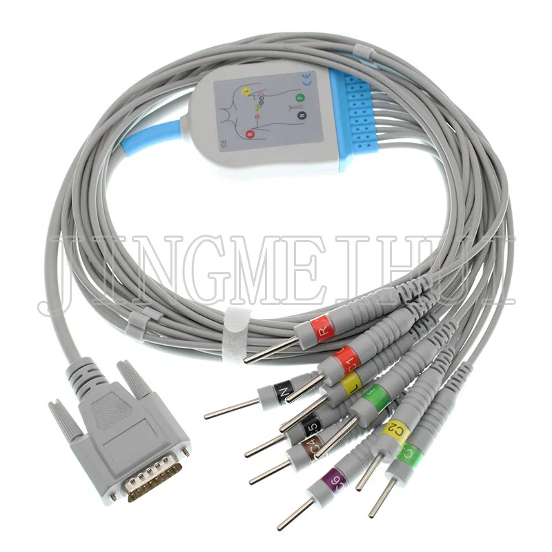 Compatible Biocare/Nihon Kohden ECG EKG cable 3.0DIN/4.0Banana/Snap/Clip/Animal Vet leadwire Cable of 3m no Resistance IEC/AHA. |