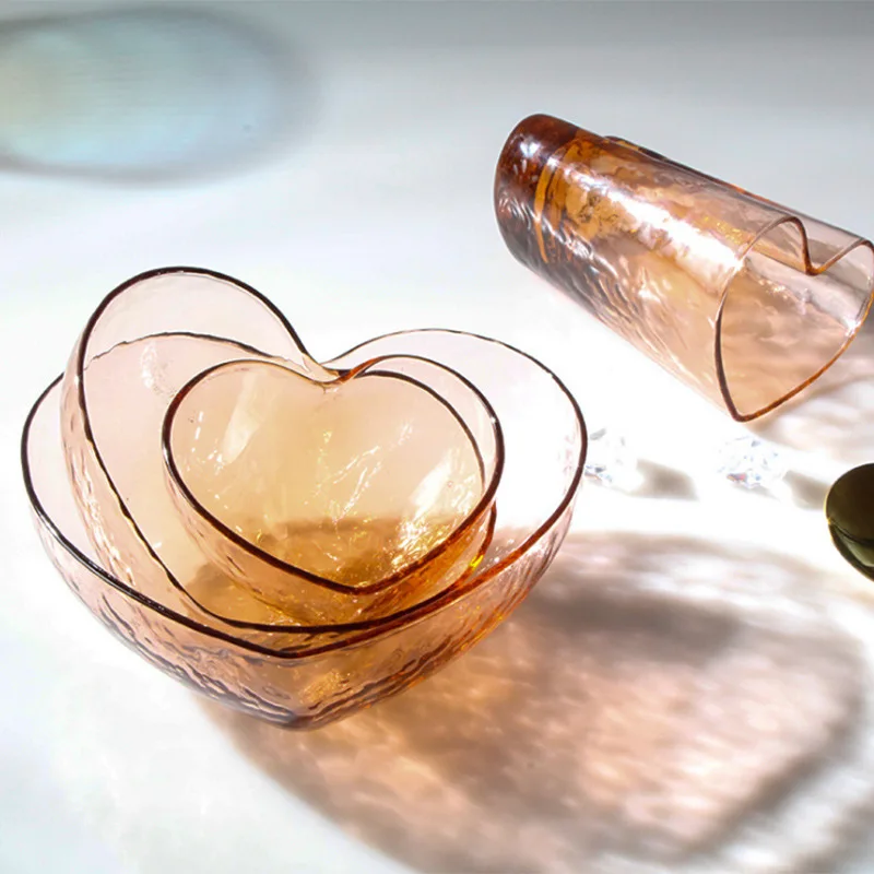 Сетчатая красная Салатница из хрустального стекла без свинца в форме сердца