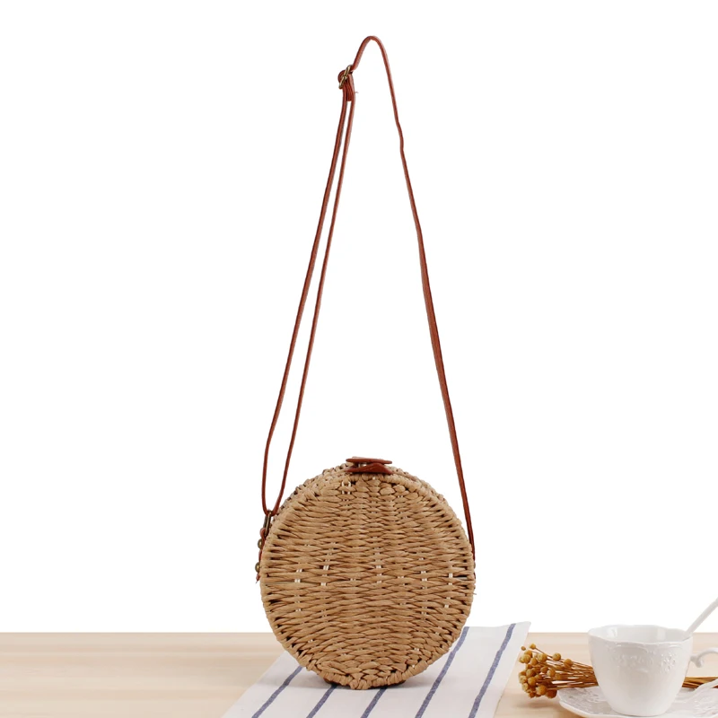 

Ladies Round Shoulder Bag Woven Beach Bag Straw Small Mini Women's Bag