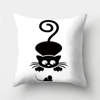 2022 new cute cartoon black cat pillow case for sofa car nice home decorative living room decor polyester throw cushion cover