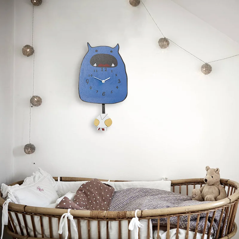 Взрывозащищенные Мультяшные настенные часы-качели украшения для дома часы