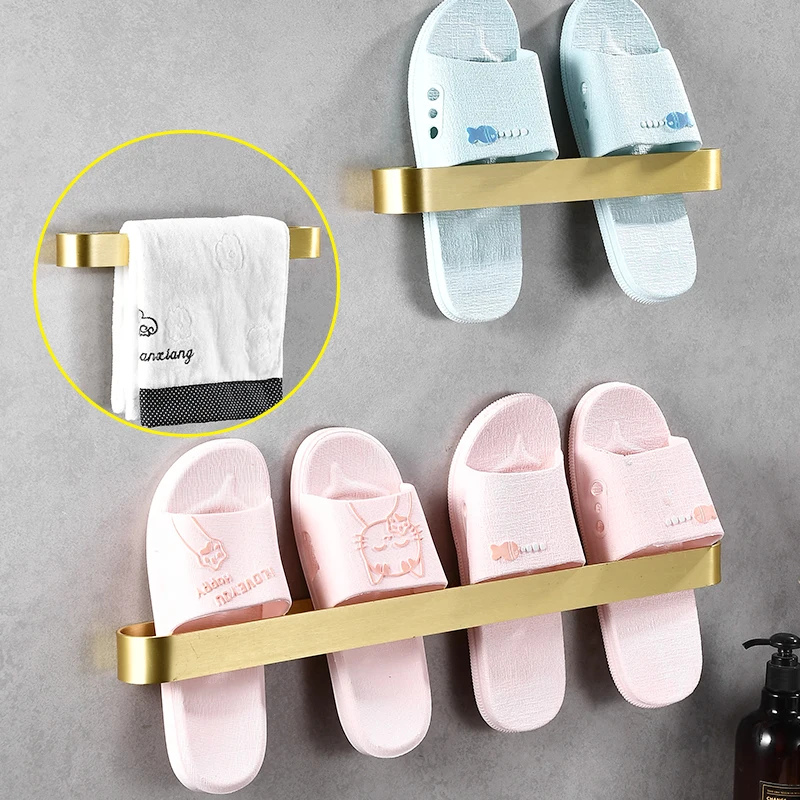 Ванная комната Полотенца бар матовый Золото самоклеющиеся настенный держатель