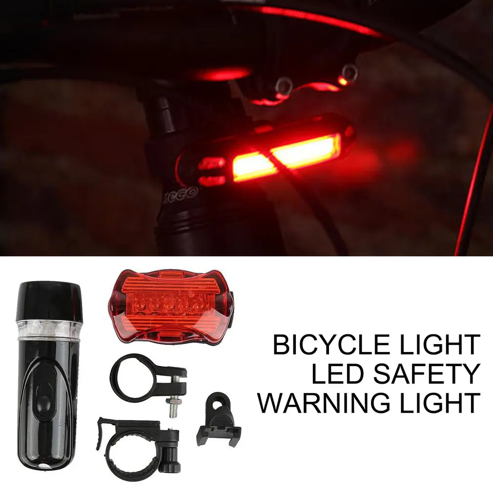 Set Lampu Sepeda Plastik + Gasket Karet Tahan Air Lampu Peringatan Keselamatan Led Peralatan Berkendara Sepeda Gunung