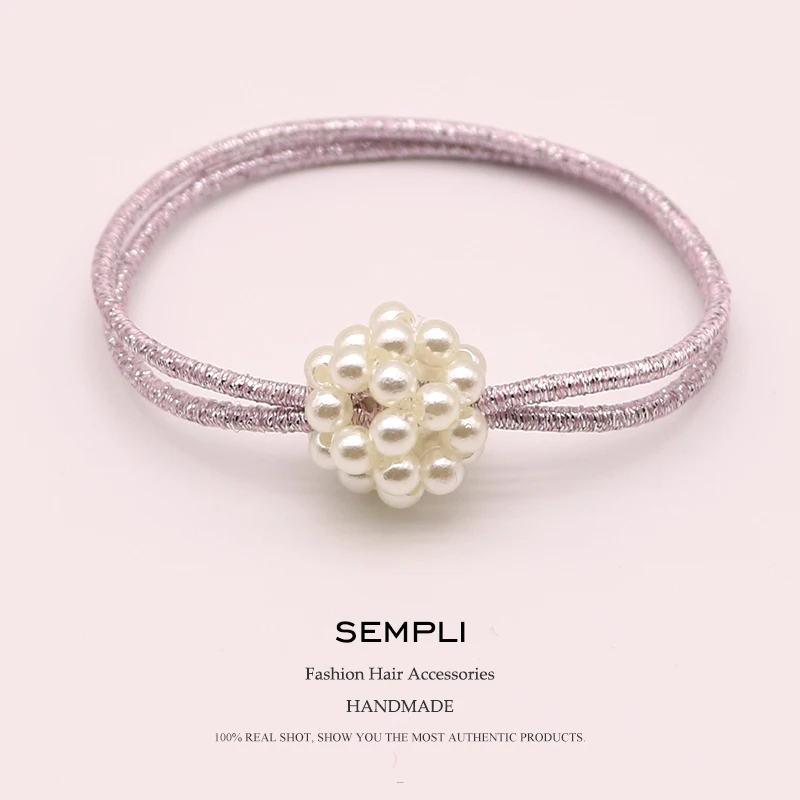 Резинка для волос Sempli милые эластичные ленты с жемчужинами ручной работы цветком