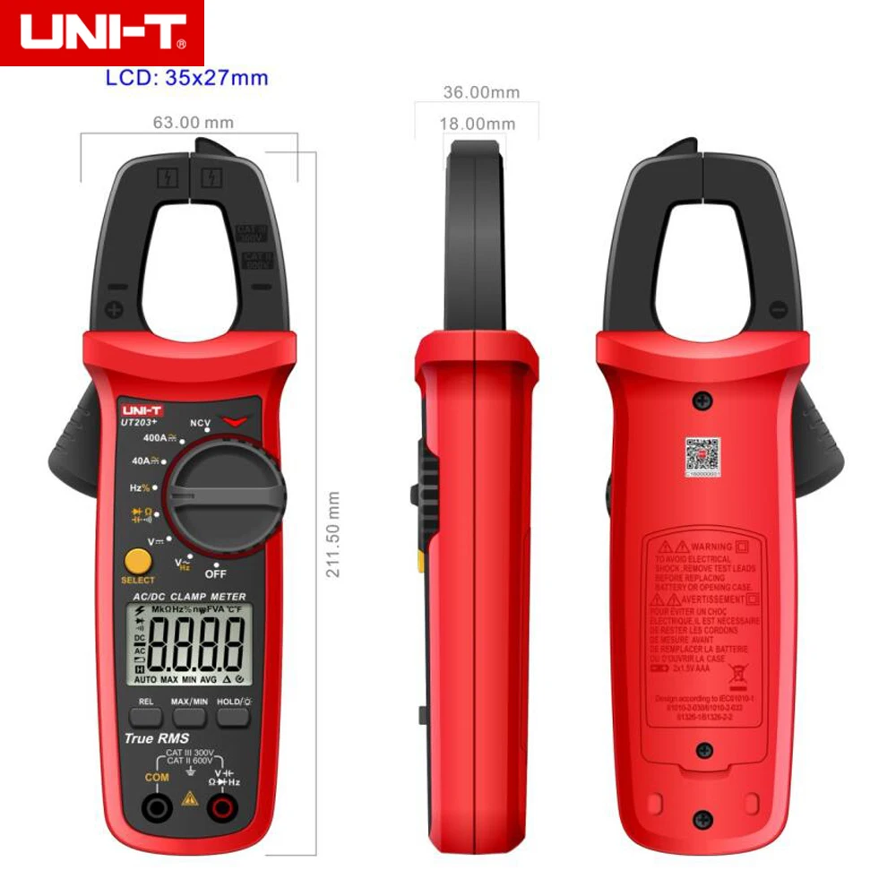 UNI-T AC DC Цифровой клещи мультиметр UT201 + UT202 UT203 ток амперимметрика емкость NCV Ом Hz