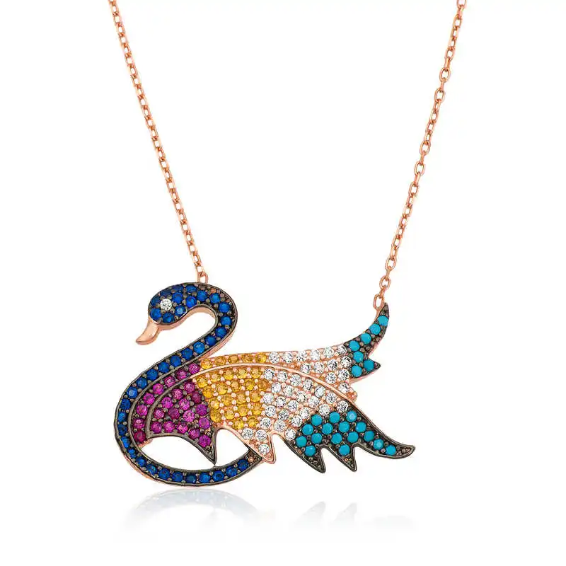 

Real Silver 925 Jewelry Silver Color Cubic Zirconia Swan Necklace