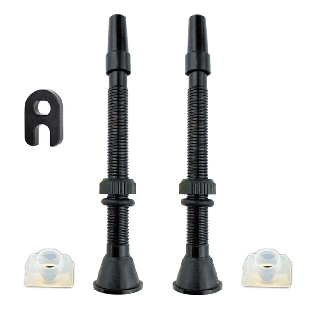 

2x Road Bike Tubeless Tire Presta Valve 60mm Mountain Aluminum Alloy Stem + Tool for Outdoor Cycle Biking Entertainment