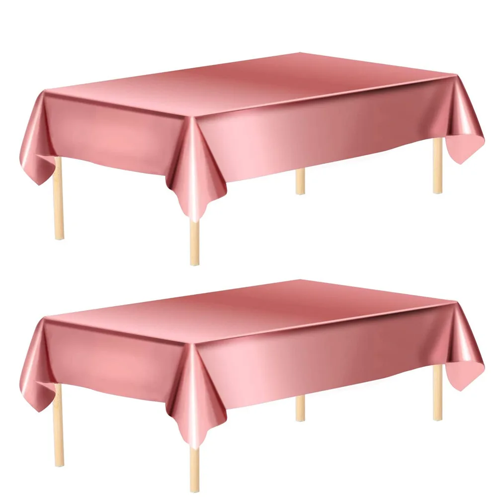 

54*108 inch Rose Gold Disposable Table Cover Wedding Birthday Glossy Party Table Cloth Happy Birthday Party Decor Tablecloth