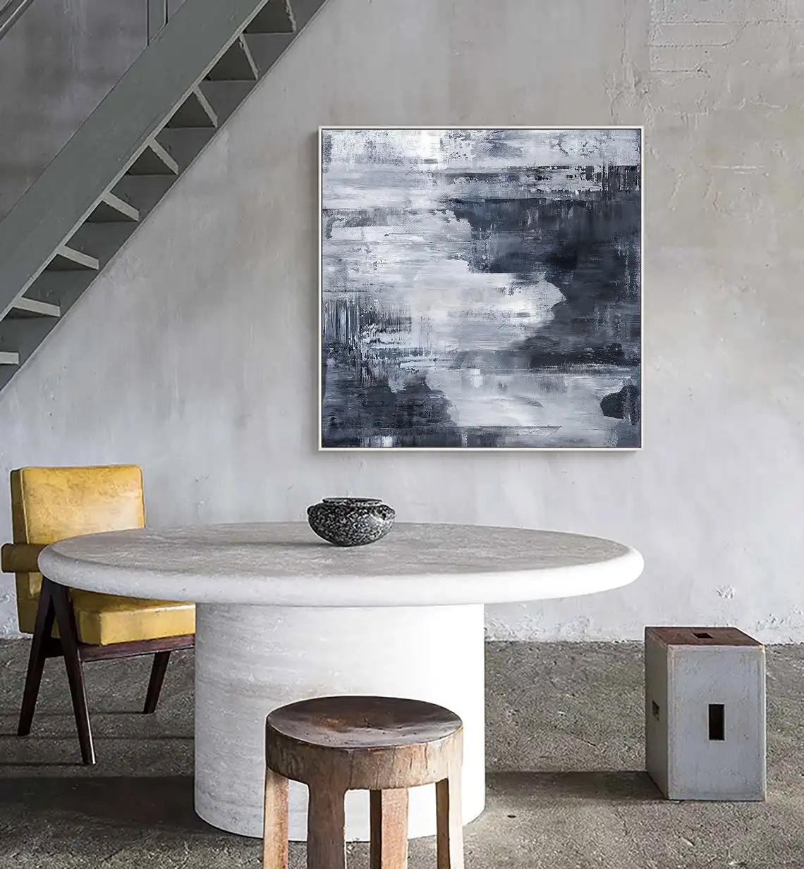 

Большая Темно-Синяя абстрактная живопись, оригинальная Минималистичная абстрактная живопись, большая абстрактная живопись, Большая Карти...