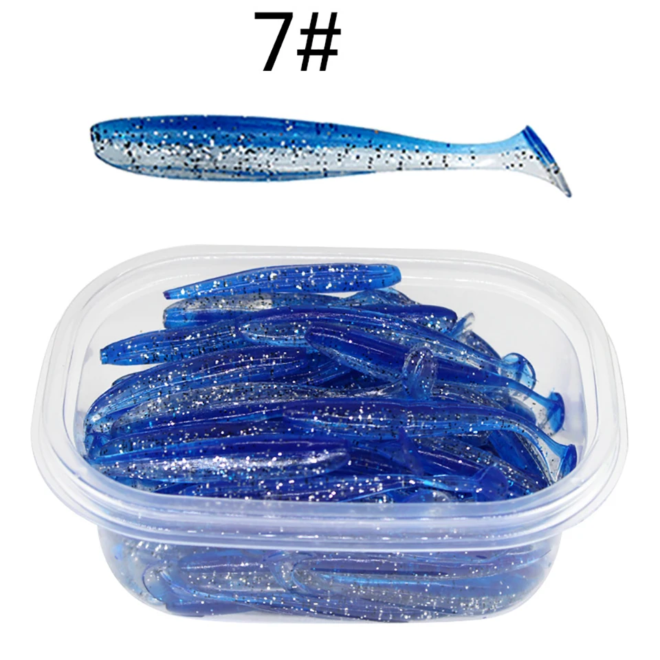 

50PCS/Set 55MM 70MM 90MM With Box Soft Lures Wobbler Lures Silicone Bait River Sea Fishing Tackle Artificial Soft Bait