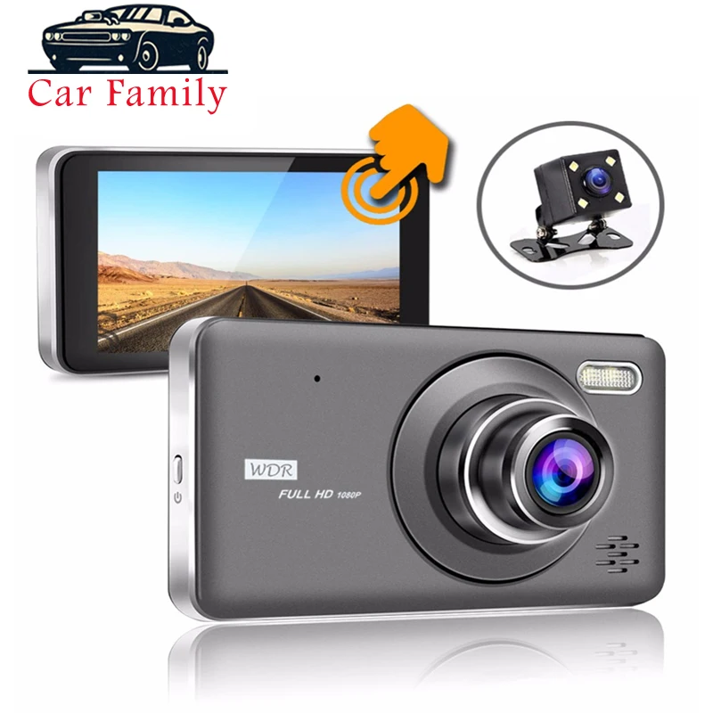 Автомобильный семейный видеорегистратор Full HD 1080P 4 0 дюйма IPS сенсорный камера с