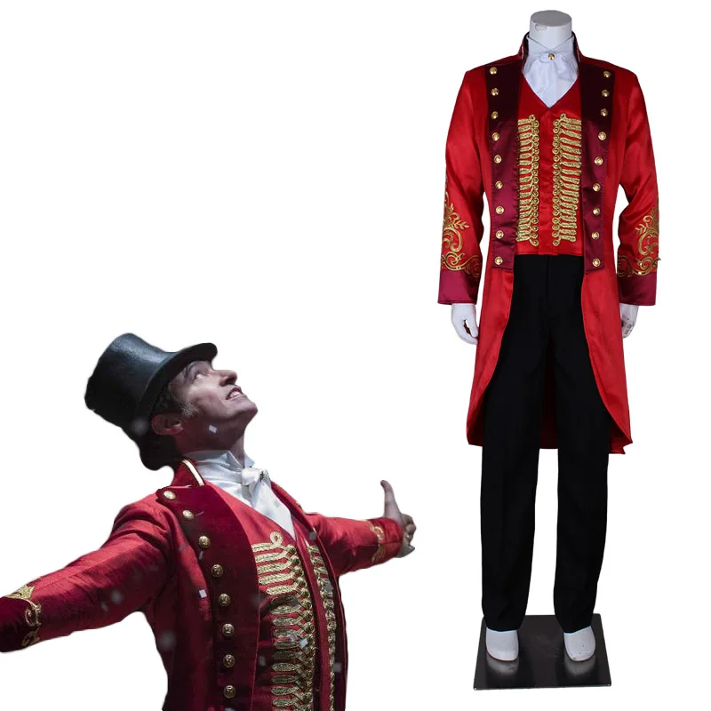 Цирк, костюмы для развлечений, самый большой Showman Barnum, косплей костюм мужской костюм на Хэллоуин, красный длинный пиджак, жилет, брюки, полный комплект