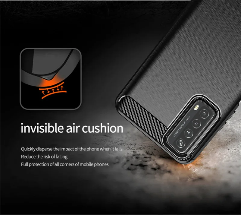 

For Huawei P Samrt 2021 Case For Huawei P Samrt 2021 Cover Shockproof Silicone Carbon Fiber Phone Bumper For Huawei P Samrt 2021