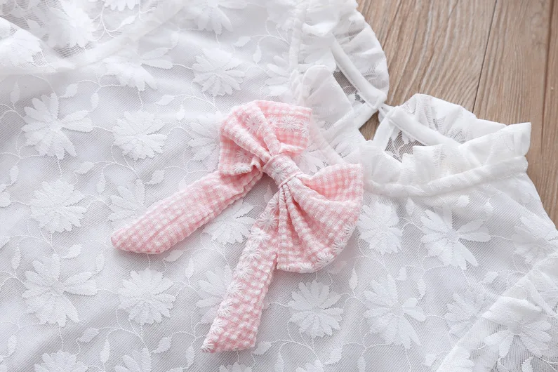 

Toddler Girls Clothing Set Summer Lace Boutique Outfits Kids Teenage Girl Ruffle Shirts Strappy Pleated Skirt Korean Clothes