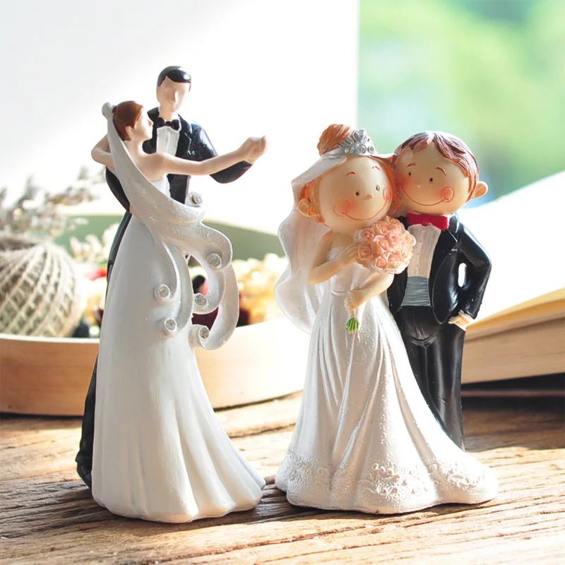 Dancing Birde and Groom Cake Topper Figurines Cute Fat Couple Wedding Gifts Favors for Decoration Supplies | Дом и сад