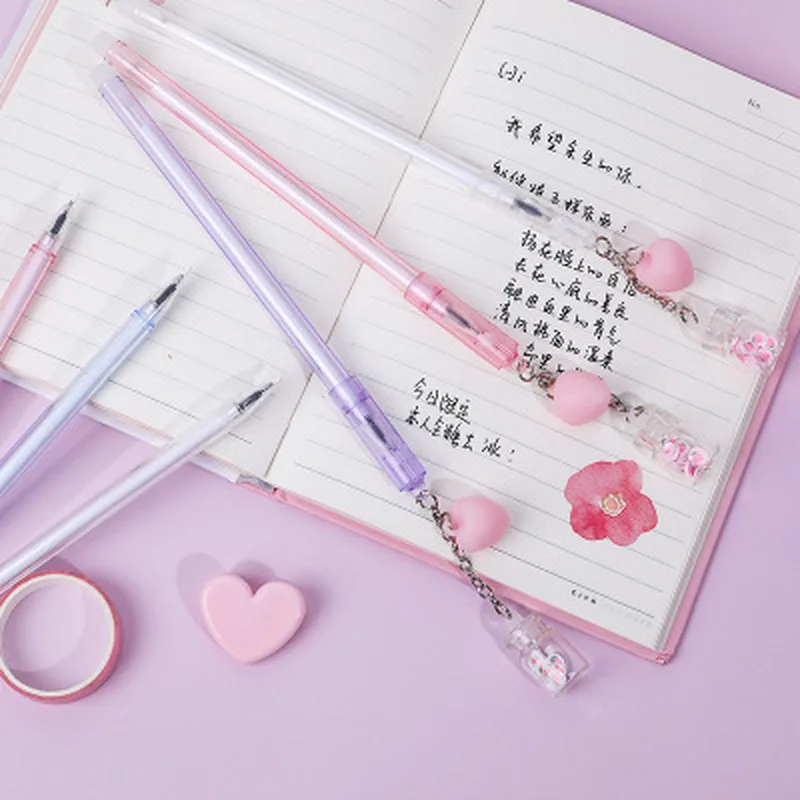 

Peach Gel Pen Kawaii Stationery Gel Pens Creative Cartoon Kawaii Pen Black Ink Writing Gel Pens 0.5mm Kawaii School Supplies