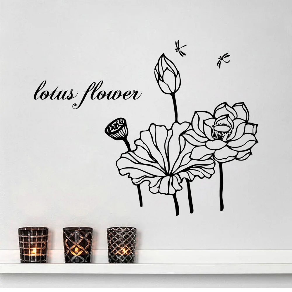 Цветок лотоса декор для гостиной спальни стикер съемный водостойкий домашний