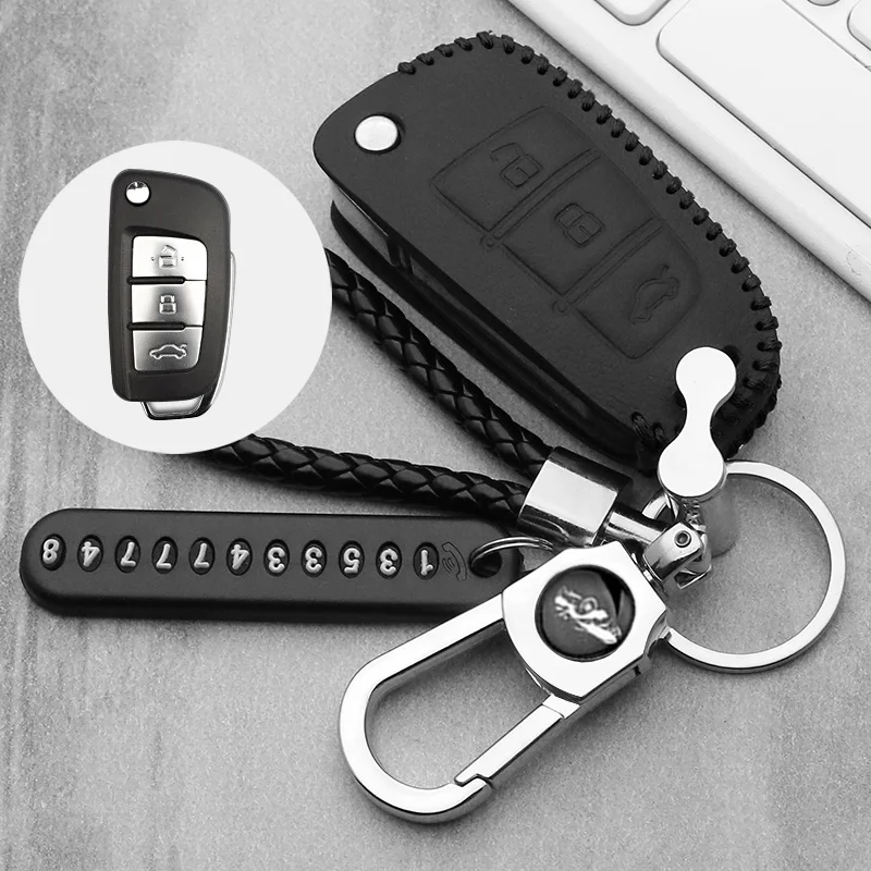 Leather car key case For Geely Atlas SUV Boyue borui Coolray Emgrand NL3 EX7 X7 EC7 GX7 EC715 RV EC718 GT GE SC6 GC9 cover | Автомобили и