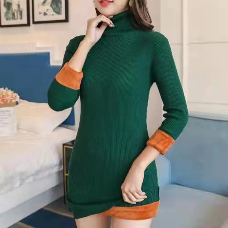 Оригинальный осенне-зимний базовый вязаный теплый свитер с высоким воротником