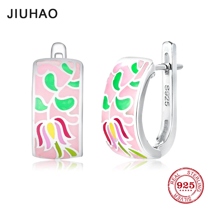 Женские серьги-Клипсы из серебра 2020 пробы с эмалью и розовыми пионами | Украшения