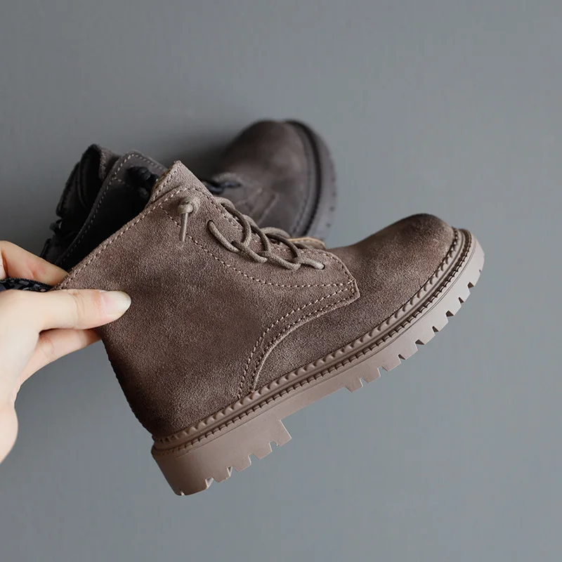 2019 г. Осень-зима Детские ботильоны модные ботинки для девочек с круглым носком