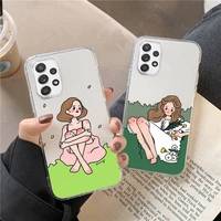 aesthetic cartoon girl phone case transparent for huawei p20 p30 p40 honor mate 8x 9x 10i pro lite