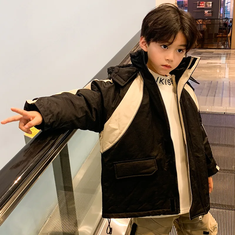 

Boys Cotton Jacket 2020 Winter Big Boy Plus Velvet Thick Children's Clothing Keep Warm Outerwear Parkas Hooded Coat 3-16 Years