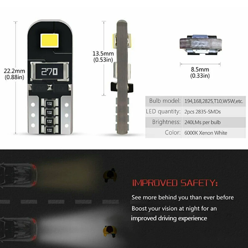 10x T10 Led Canbus W5W автомобильный интерьерный светильник лампа для Peugeot Partner 2010 2011 206 207 307