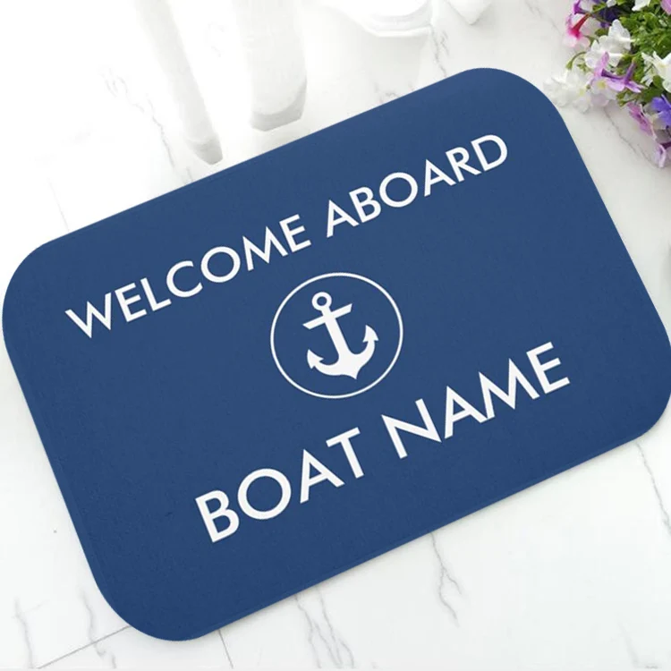Welcome Note Name Шикарный морской якорь лодка темно-синие полосы персональный коврик Современный пользовательский ваша лодка имя резиновый Придверный коврик ковер Декор - Цвет: Welcome Note Name
