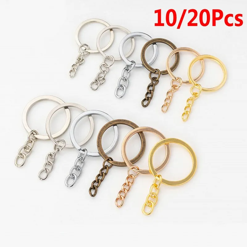 

10/20pcs/lot Keyring Keychain 6 Colors 25/30mm Plated Metal Round Blank Split Key Chain Key Holder Rings Wholesale DIY Making