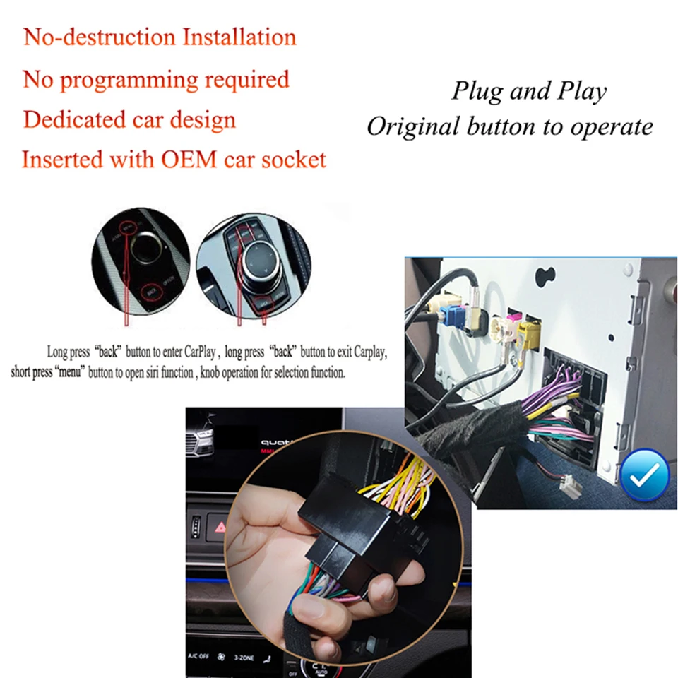 

Compatible Latest IOS14 Wireless Apple Carplay Video Interface Android Auto Decoder For BMW 1 2 3 4 5 6 7 Series EVO Android GPS