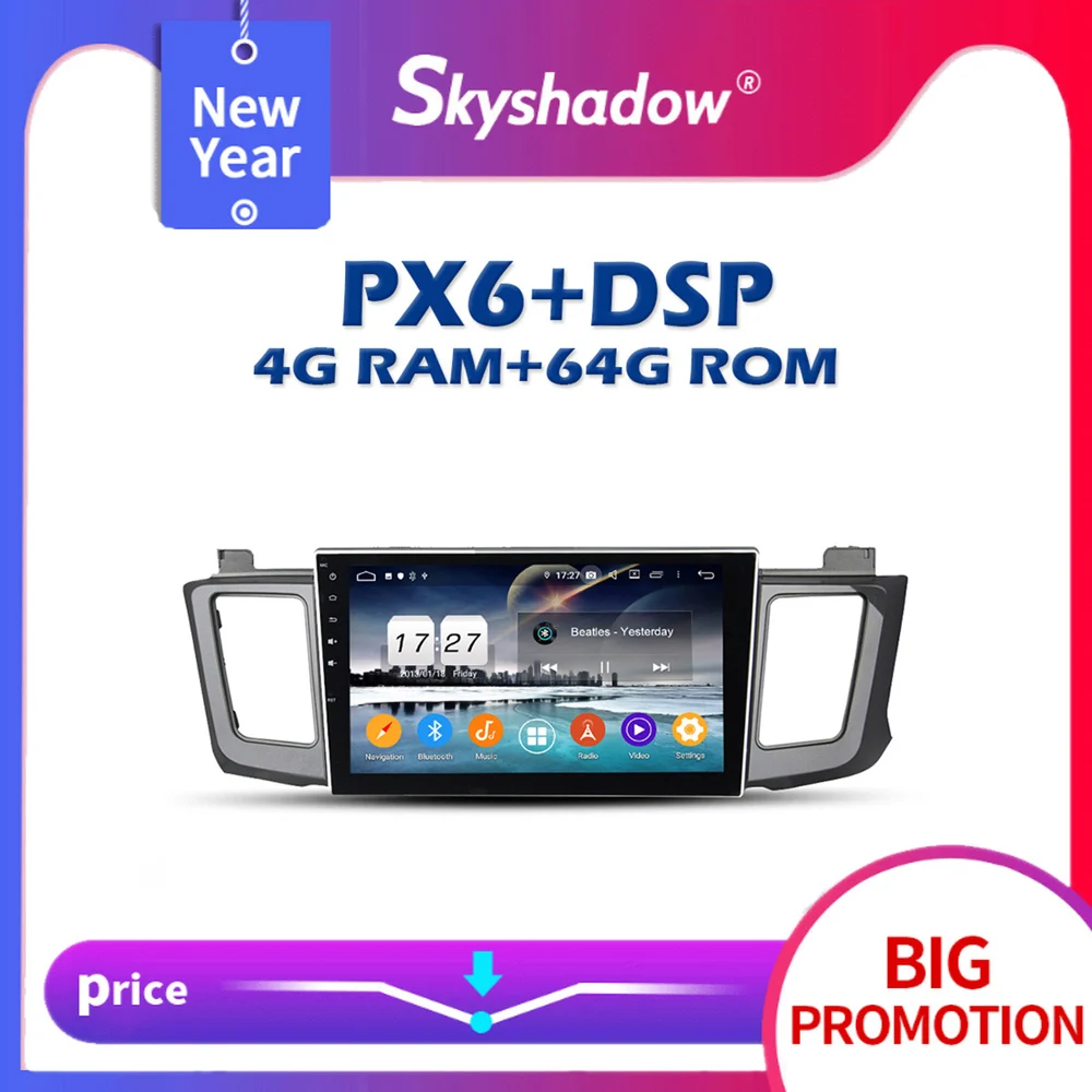 Автомобильный DVD плеер PX6 DSP IPS Android 10 0 4 гб + 64 Wifi Bluetooth 5 RDS радио GPS карта для Toyota RAV4 RAV