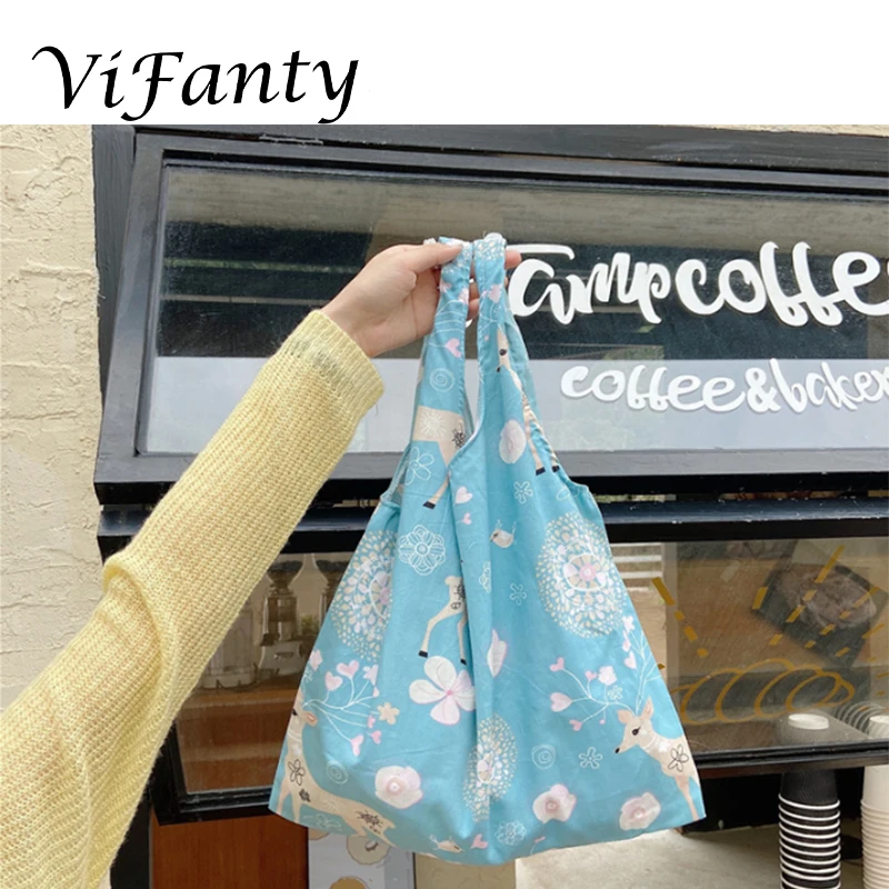 Многоразовая женская сумка для покупок многоразовая через плечо с цветочным